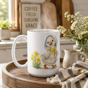 April Goose daffodils cute valentine illustration Coffee Mug