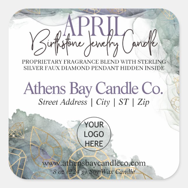 April Hidden Jewelry Candle Product Label (Front)