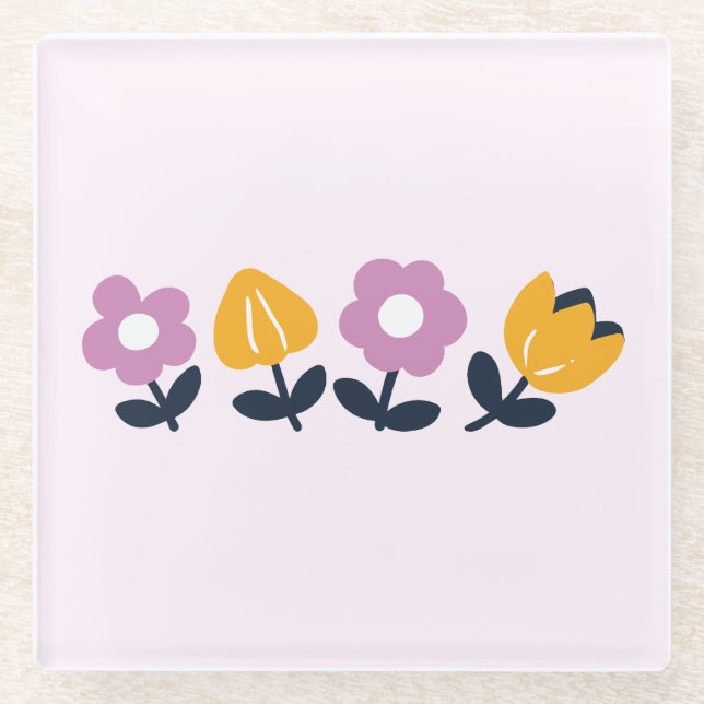 April Hugs and Wet Noses – Floral Part Glass Coaster (Front)