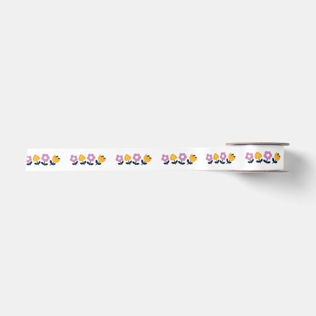 April Hugs and Wet Noses – Floral Part Satin Ribbon (Front)