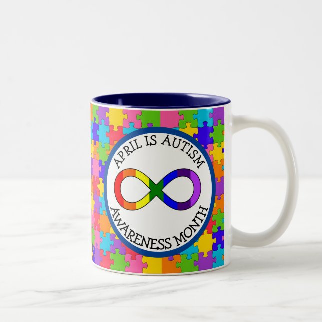 April is Autism Awareness Month  Two-Tone Coffee Mug (Right)