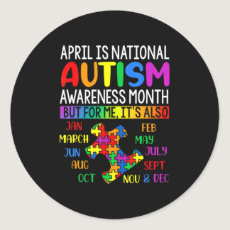 April is National Autism Awareness Month Kids Boys Classic Round Sticker