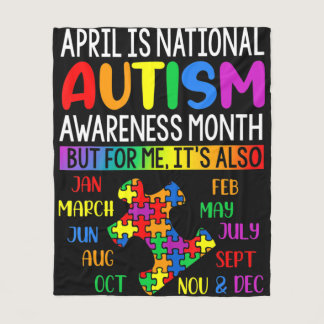 April is National Autism Awareness Month Kids Boys Fleece Blanket