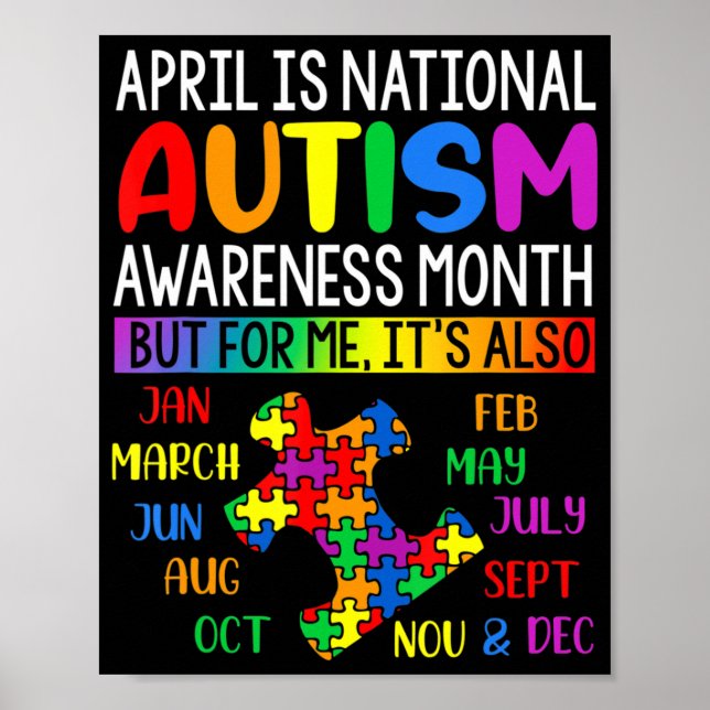 April is National Autism Awareness Month Kids Boys Poster (Front)
