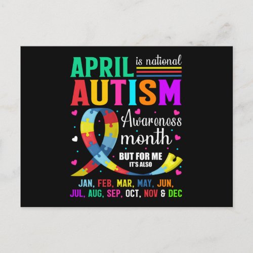 April Is National Autism Awareness Month Postcard