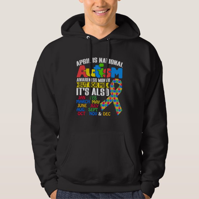April Is National Autism Awareness Month Puzzle Pi Hoodie (Front)