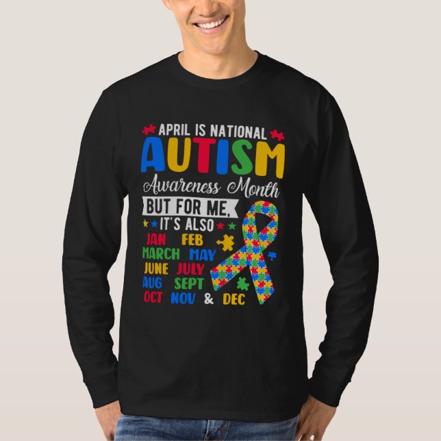 April Is National Autism Awareness Month Puzzle Pi T-Shirt (Front)
