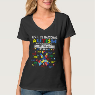 April is National Autism Awareness Month  Puzzle R T-Shirt