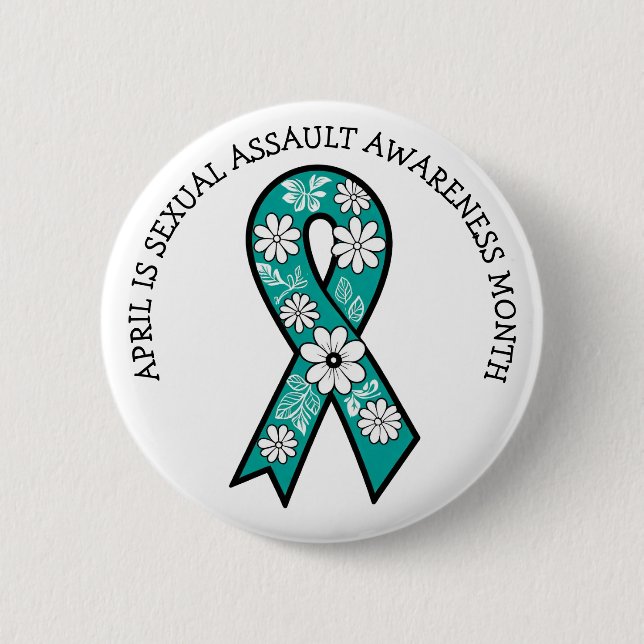 April is Sexual Assault Awareness Month | Teal Button (Front)