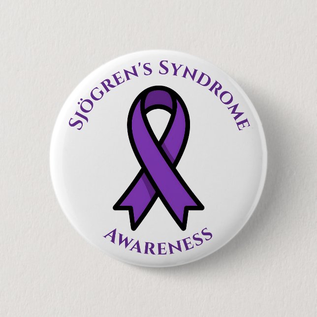April is Sjögren's Awareness | Purple Ribbon Button (Front)
