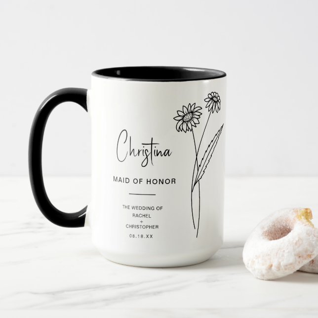 April Maid of Honor | Daisy Birth Flower Mug (With Donut)
