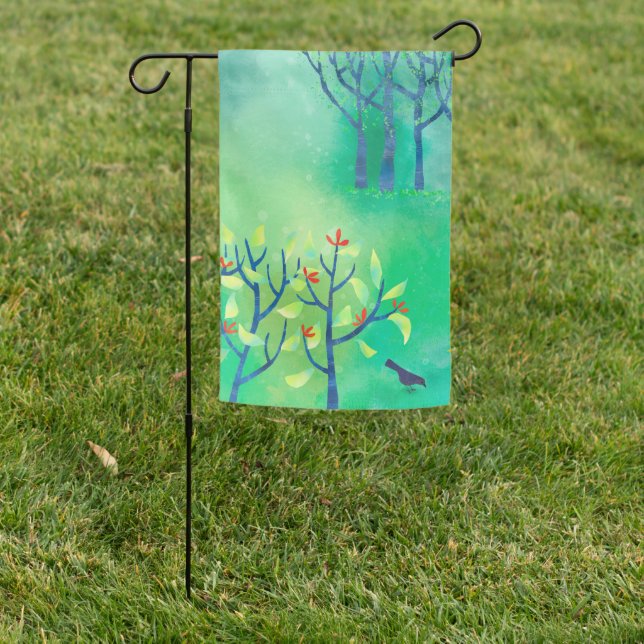 April Modern Green Landscape Nature Painting Garden Flag (In SItu)