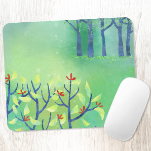 April Modern Green Landscape Nature Painting Mouse Pad