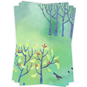 April Modern Green Landscape Nature Painting Wrapping Paper Sheets