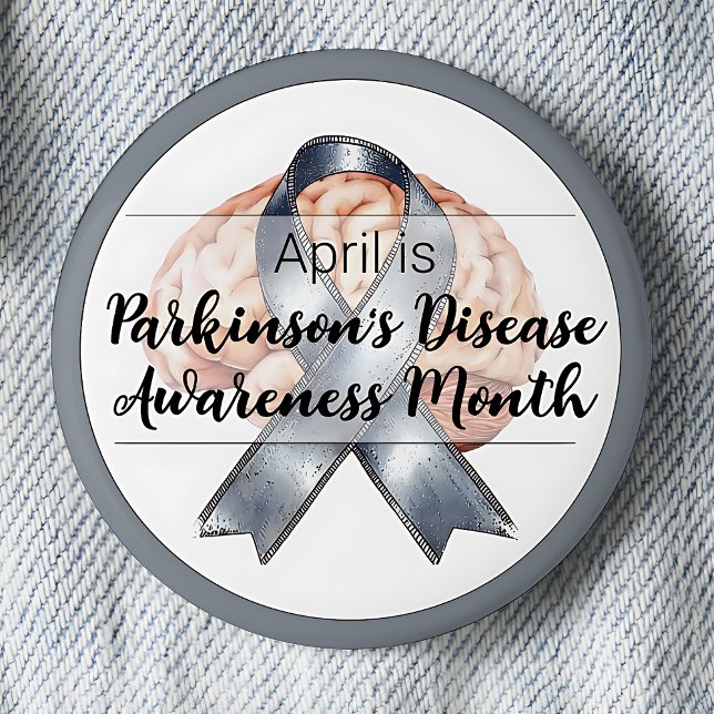 April Parkinson's Disease Brain Awareness Month Button (April is Parkinson's Disease Awareness Month pinback button.)