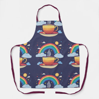 "April Rainbow Colorful Cup Plate Design" Apron