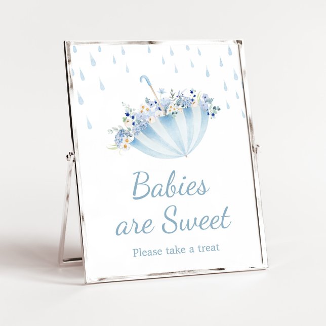 April Shower Bring May Flowers Babies are Sweet Poster (Boy April Shower Bring May Flowers Baby Shower Babies are Sweet Sign)