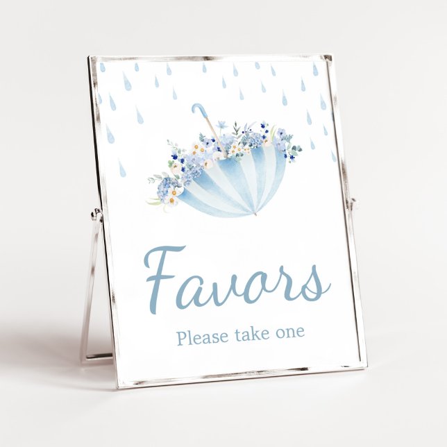 April Shower Bring May Flowers Baby Shower Favors Poster (Boy April Shower Bring May Flowers Baby Shower Favors Sign)