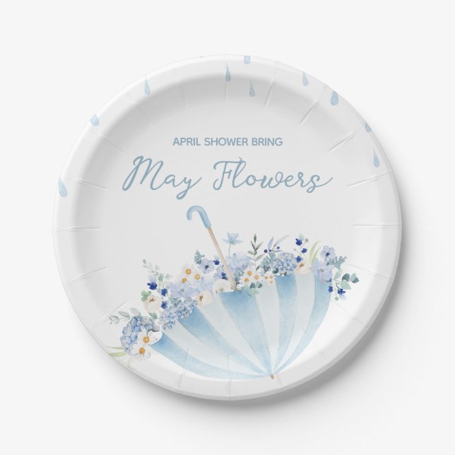 April Shower Bring May Flowers Baby Shower Paper Plates (Front)