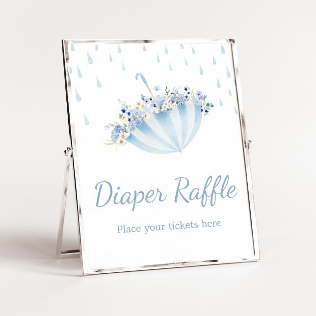 April Shower Bring May Flowers Diaper Raffle Poster (Boy April Shower Bring May Flowers Baby Shower Diaper Raffle Sign)