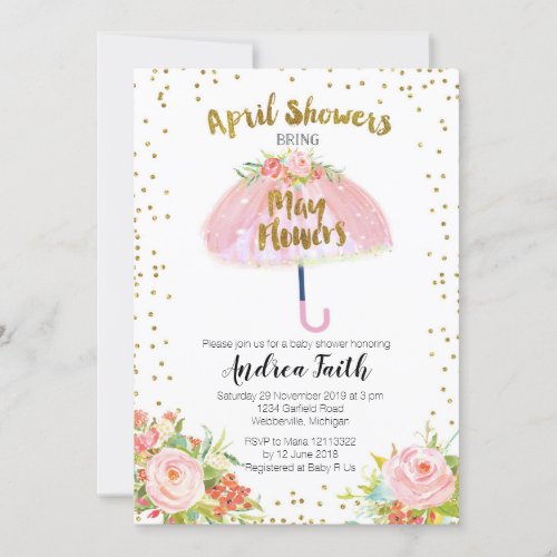 April Shower Bring May Flowers Invitation