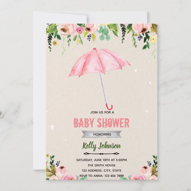 April shower May flower theme invitation (Front)