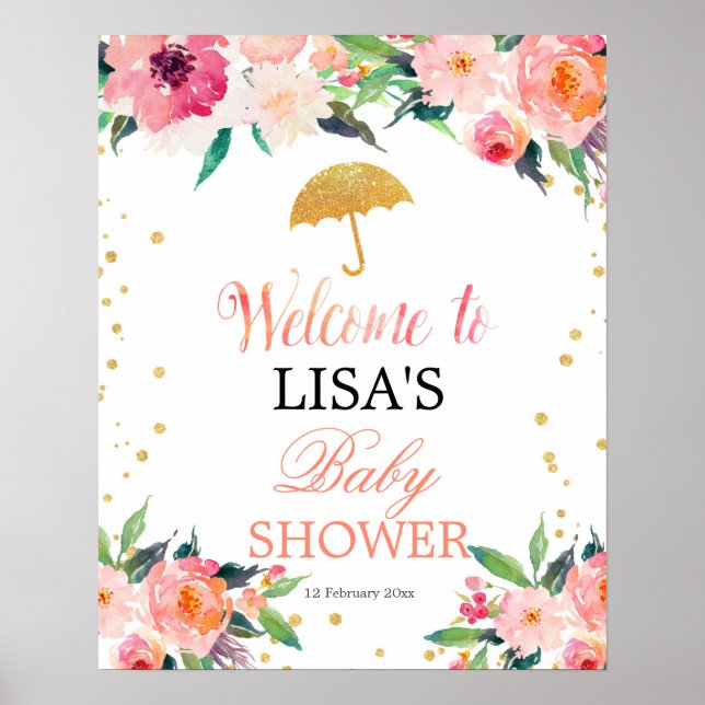 April Shower Umbrella Floral welcome sign (Front)