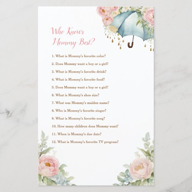 April Shower Umbrella Who Know Mommy Best (Front)