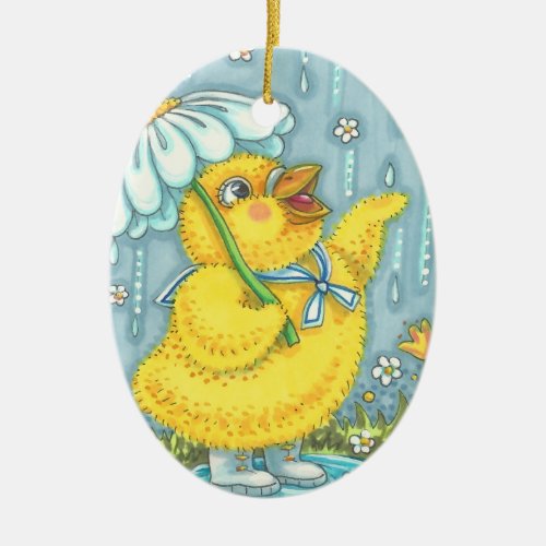 APRIL SHOWERS BABY CHICK SPRING ORNAMENT Oval