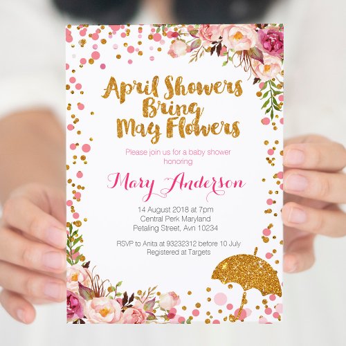 April Showers Baby Shower Invitation