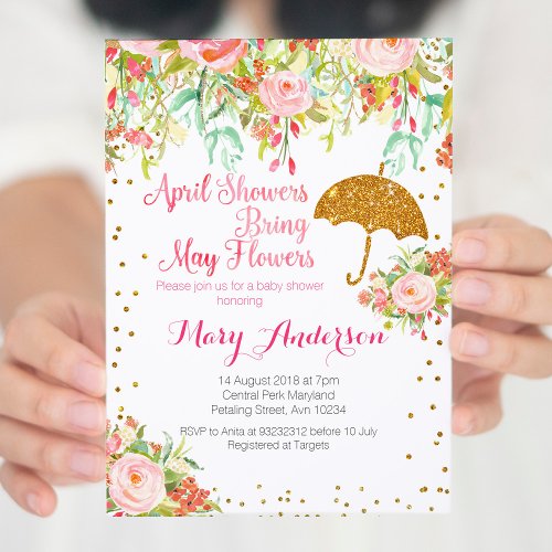 April Showers Baby Shower Invitation