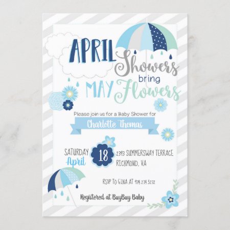 April Showers Baby Shower Invitation