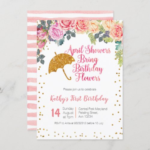 April Showers  Bring Birthday  Flowers Invitation