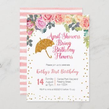 April Showers  Bring Birthday  Flowers Invitation by HappyPartyStudio at Zazzle