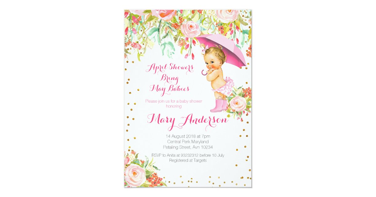 April Showers Bring May Babies Baby Shower Invitation | Zazzle.com