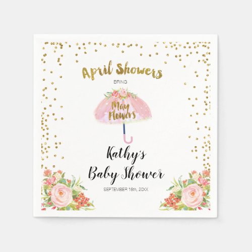 April Showers Bring May Flower Baby Shower Napkins