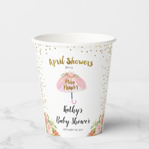 April Showers Bring May Flower Baby Shower Paper Cups