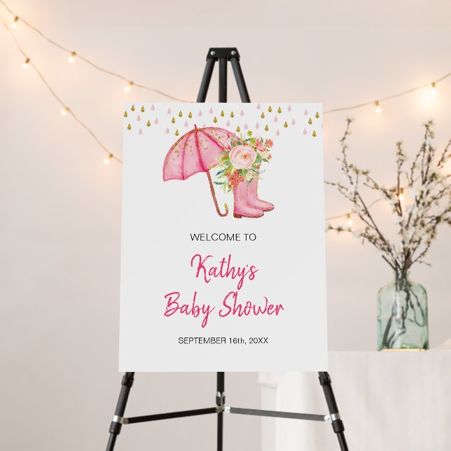 April Showers Bring May Flower Baby Shower Welcome Foam Board (In Situ (Stand))