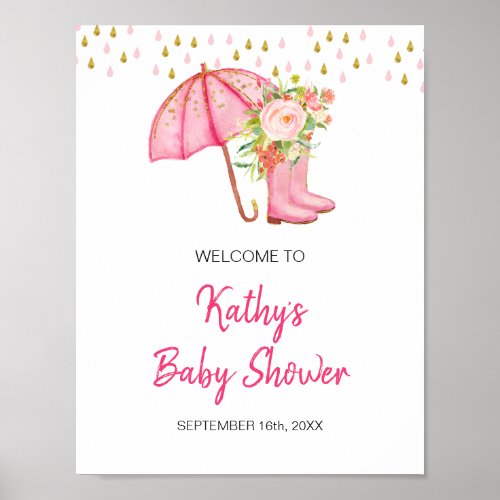 April Showers Bring May Flower Baby Shower Welcome Poster