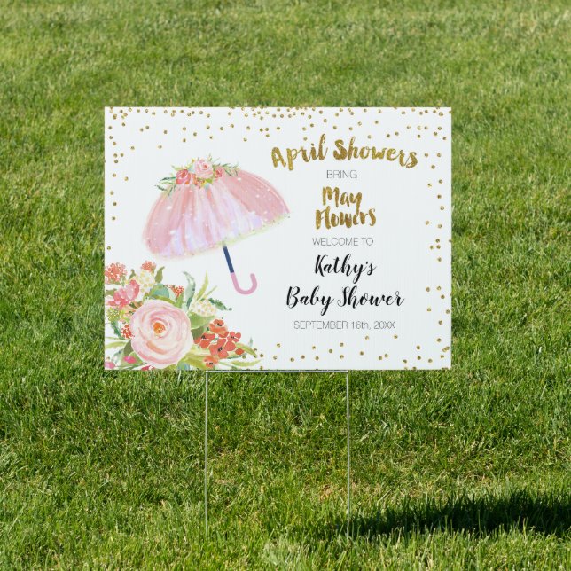 April Showers Bring May Flower Baby Shower Welcome Sign (Insitu)