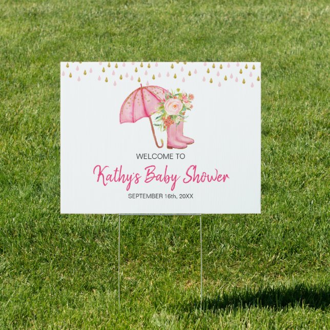 April Showers Bring May Flower Baby Shower Welcome Sign (Insitu)