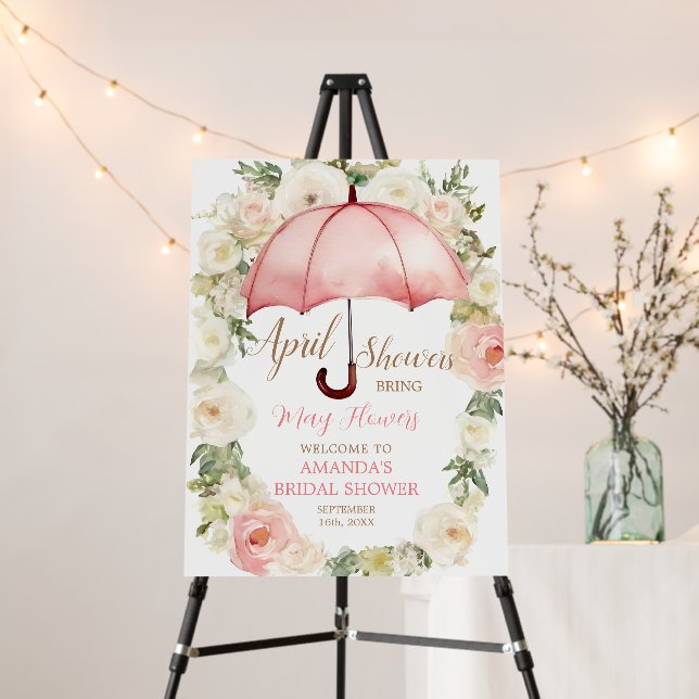 April Showers Bring May Flower Bridal Shower Sign (In Situ (Stand))