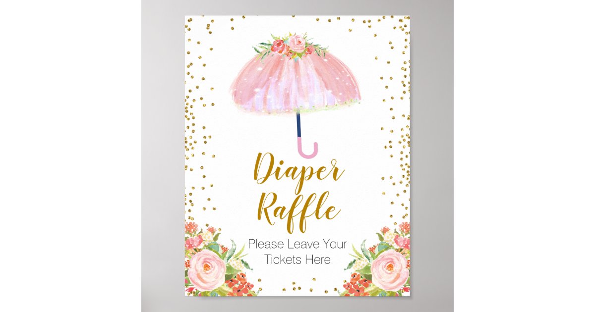 April Showers Bring May Flower Diaper Raffle Poster | Zazzle