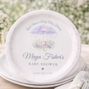 April Showers Bring May Flowers Baby Shower Paper Plates