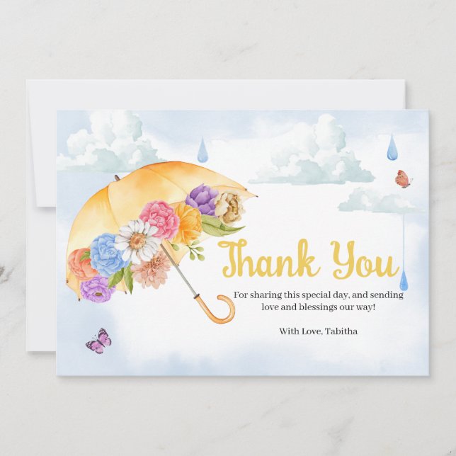 April Showers Bring May Flowers Baby Shower Thank You Card (Front)
