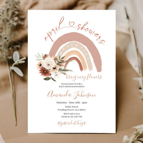 April Showers Bring May Flowers Boho Rainbow Invit Invitation