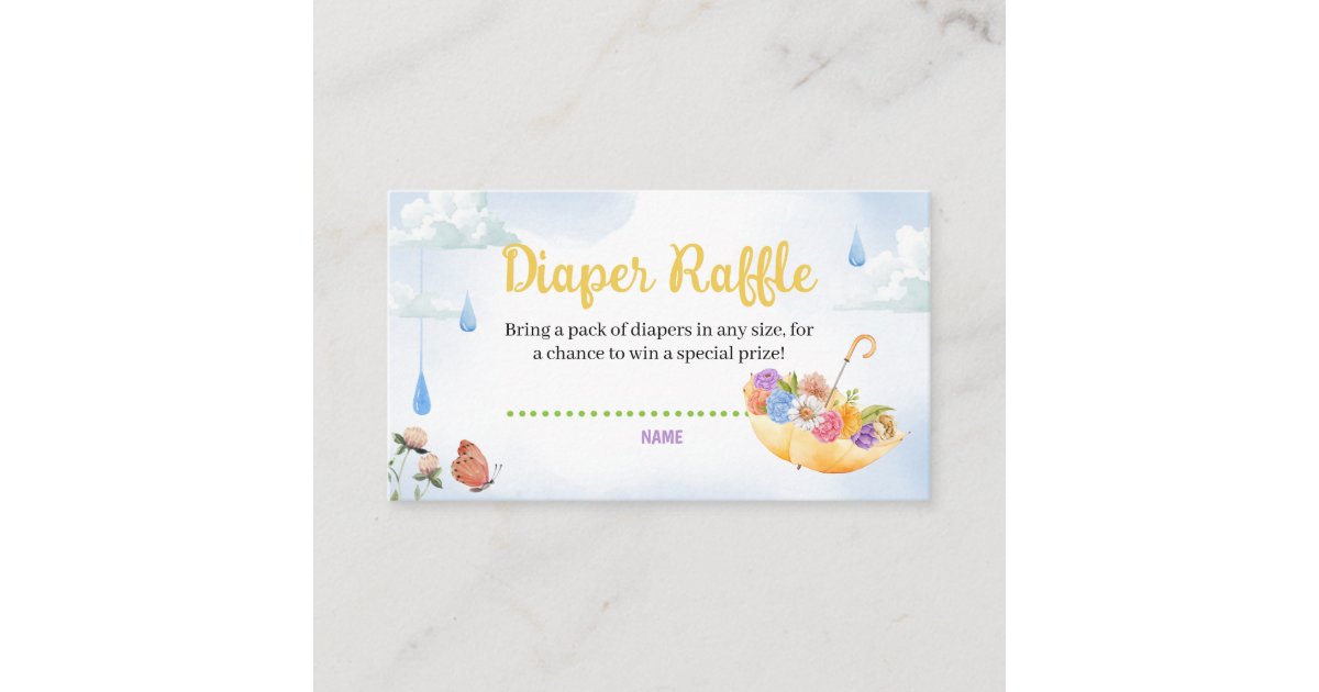 Purdy May Raffle April Showers Bring May Flowers Diaper Raffle Enclosure Card | Zazzle