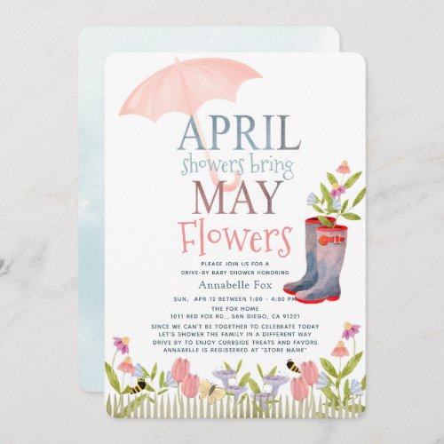 April Showers Bring May Flowers Drive_by Shower Invitation