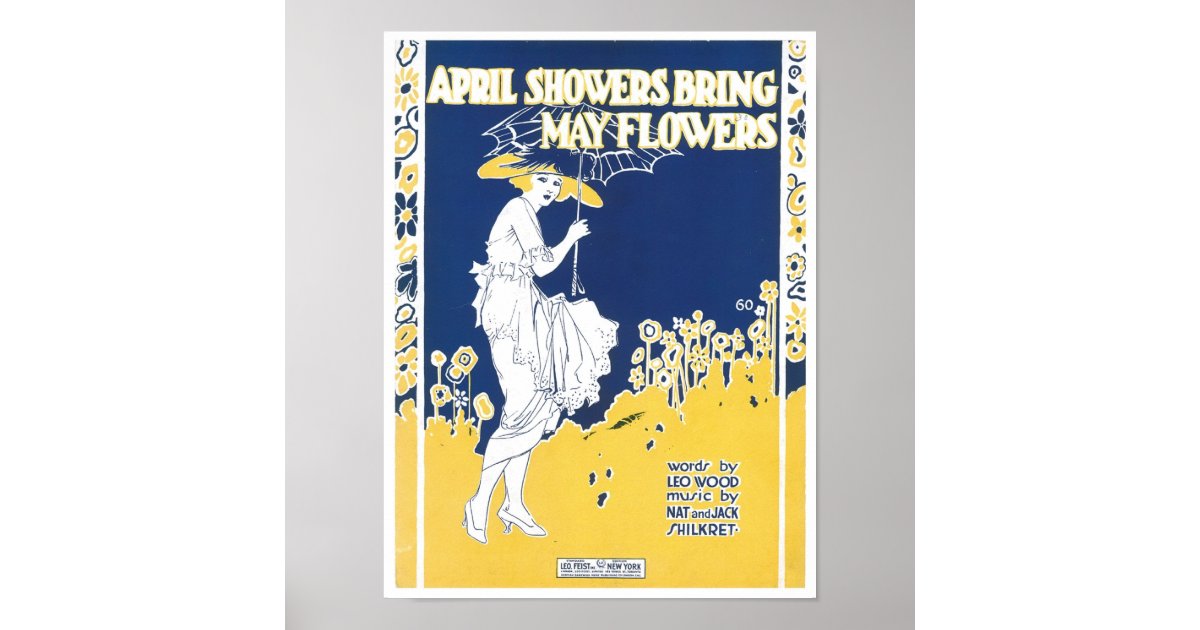 April Showers Bring May Flowers Songbook Cover Poster Zazzle