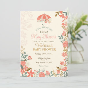 April Showers Bring May Flowers Spring Baby Shower Invitation